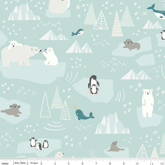 Nice Ice Baby Main Mint Designer Flannel by Riley Blake - Sold by the 1/4yd