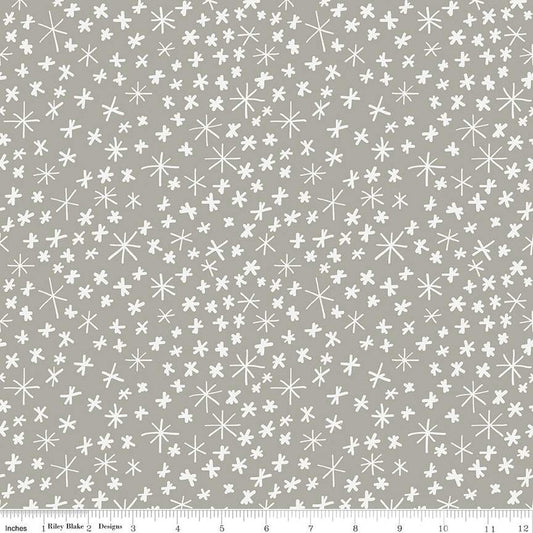 Nice Ice Baby Snowflakes Gray Designer Flannel by Riley Blake - Sold by the 1/4yd