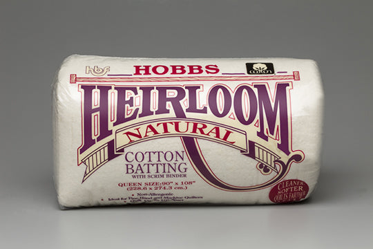 Batting Hobbs Heirloom Natural Cotton w/ Scrim 120" Wide - sold in inches