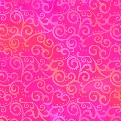 Quilting Treasures Ombre Scroll Hot Pink 108" Wide – sold by ¼ yard