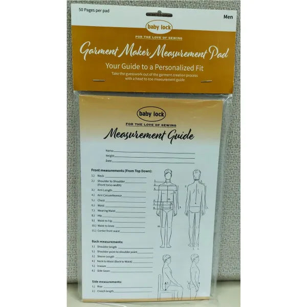 baby lock - Garment Maker Measurment Pad 50Pg. For Men
