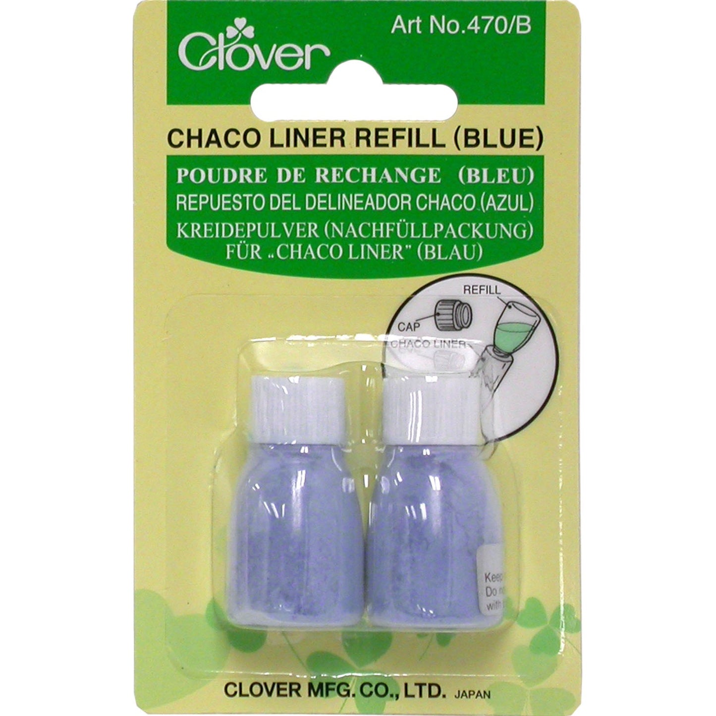 Clover Chaco Liner Marker Refill - 2/Pack - Blue