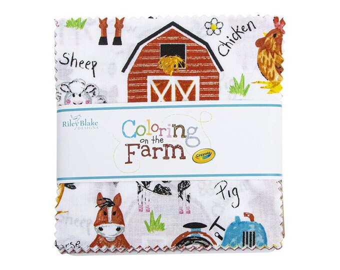 Coloring On The Farm 5in Stacker, 42pcs by Riley Blake