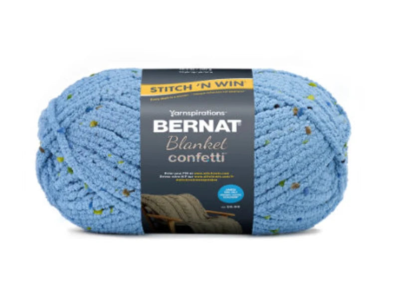 STONE BLUE CONFETTI, Bernat Blanket Confetti Stitch' N Win Yarn